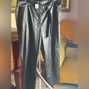 LOFT Faux Leather Belted Pants NWT